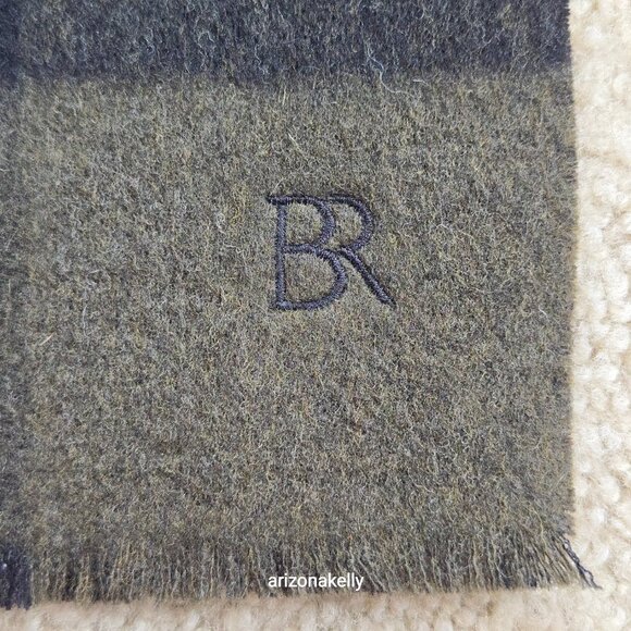 NWOT Banana Republic Wool Scarf Reversible Checks Black & Green Thick - Picture 4 of 13